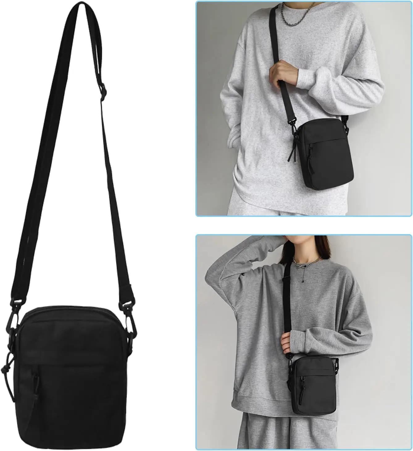 حقيبة كتف رجالية، حقيبة كتف للهاتف المحمول، رجال صغار، سحاب مقاوم للماء، حقيبة كتف للهاتف المحمول للرجال، للاستخدام اليومي والحياة #1