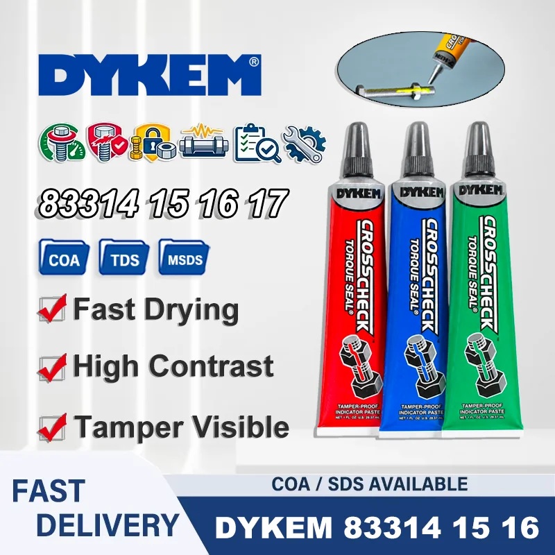 DYKEM Cross Check 83314 15 16 17 18 1OZ Torque Seal Tamper Proof Indicator Paste for Bolts Fasteners Assemblies Inspection Mark