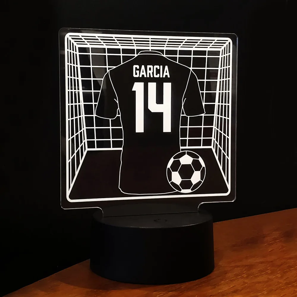 Personalized Sports Jersey LED Night Light Custom Basketball/Soccer/Baseball/Hockey/Rugby/Tennis Player Number Name RGB 3D Lamp