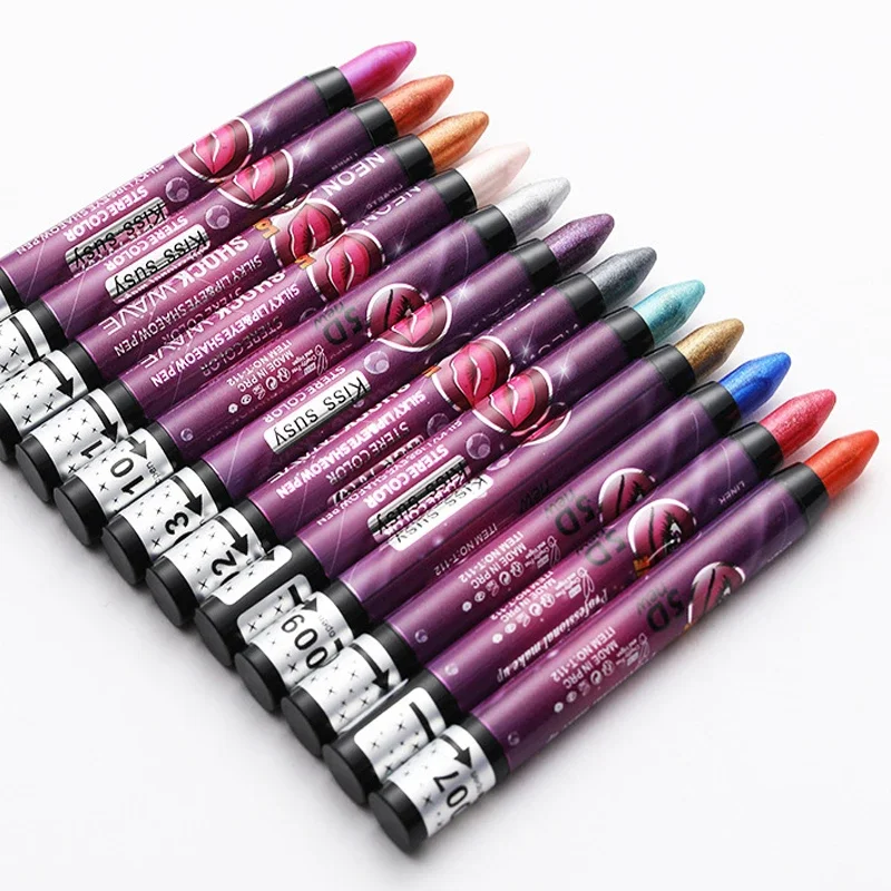 2 In 1 Glitter Eyeshadow Lipstick Pencil Stick Waterproof Pearl Silkworm Eye Shadow Pen Long-lasting Eyeshadow Make Up Cosmetic