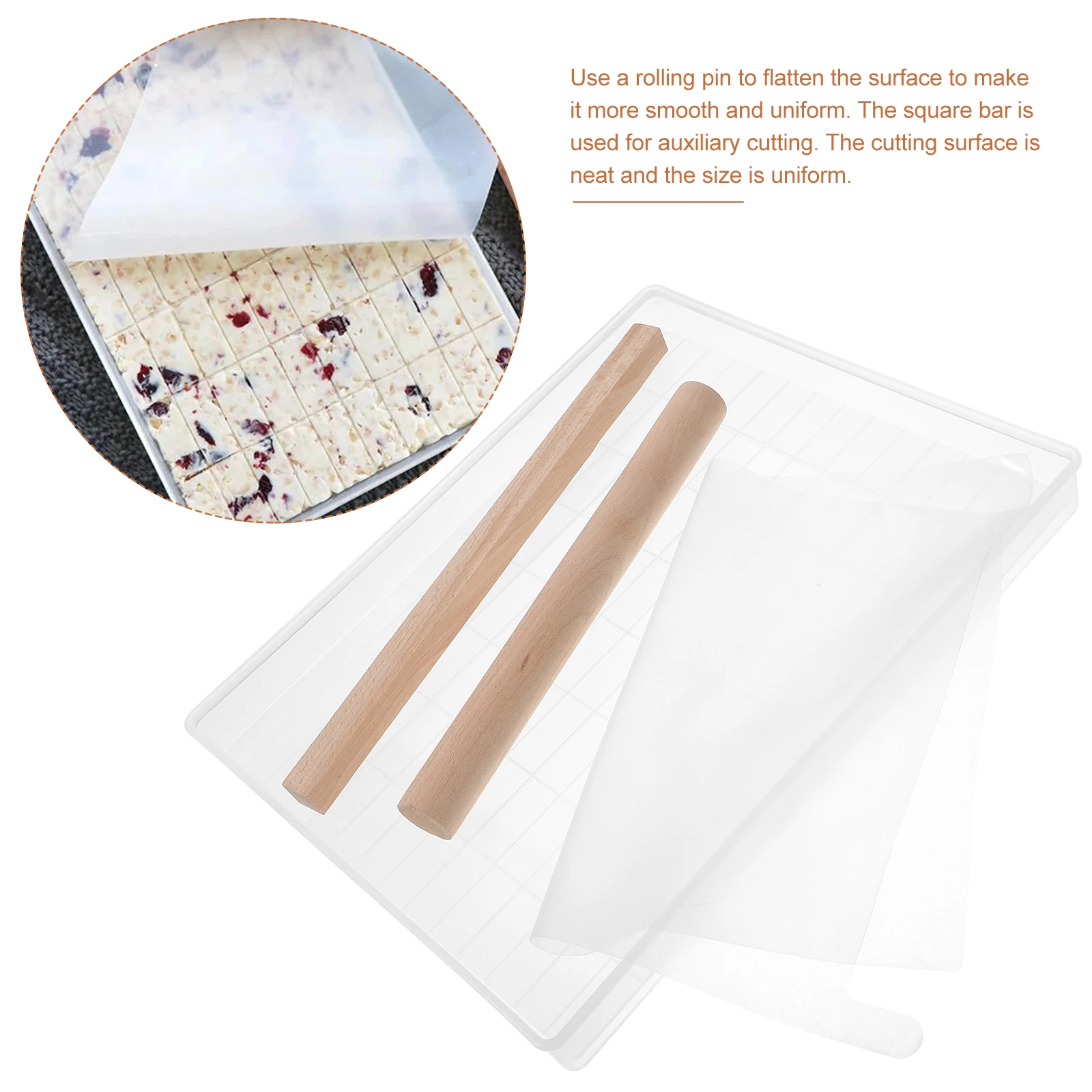 

1 set Nougat Mold Set Chocolate Tools Candy Making Snowflake Silicone Molds Baking Tray Rolling Pin Tool Kit PP Beech Material