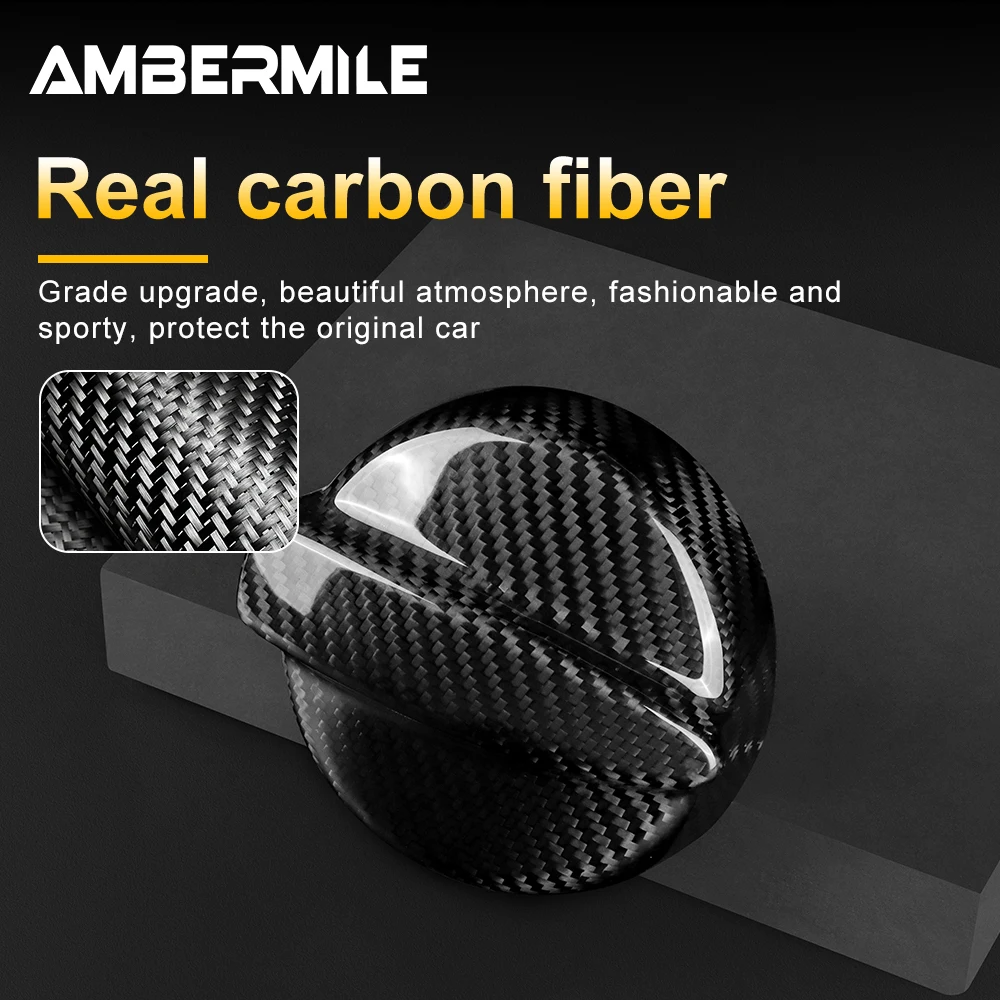 AMBERMILE-Bouchon de Carburant en Fibre de Carbone group, Dur et Sec, Décoration pour Mini Cooper S R50 R53 2001-2006