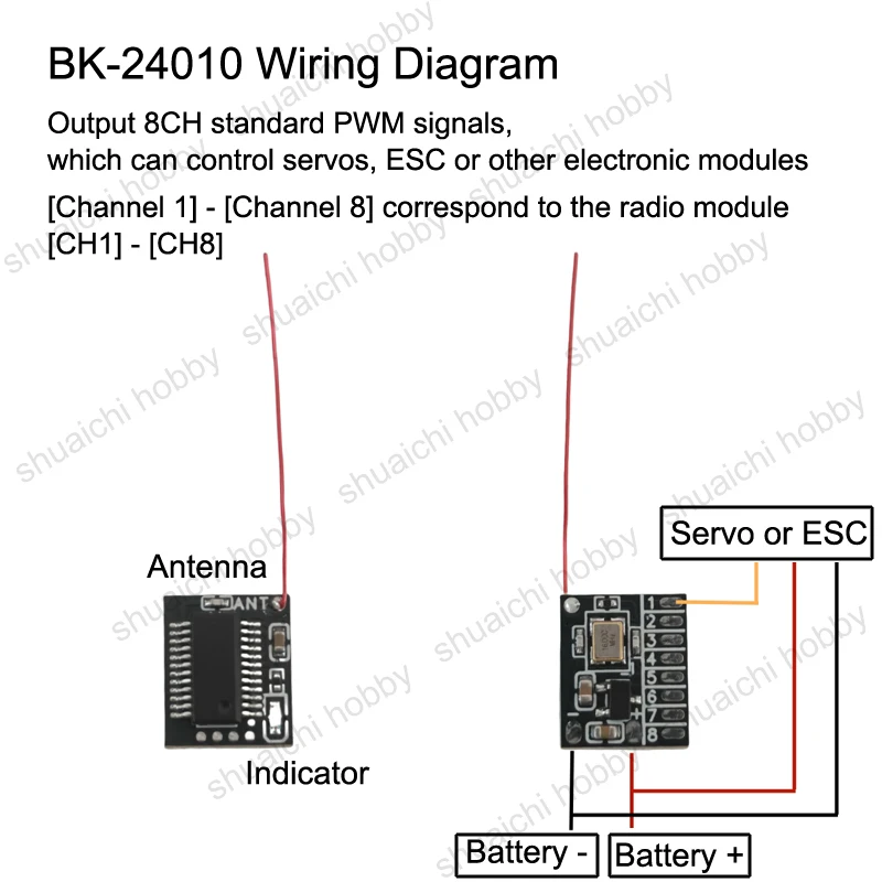 DC 5V 2,4G Radio Modul Typ-C Port Powered 8CH PWM Signal Repeater DC 3,5-5V Empfänger Eingebauter ESC für RC Drone Fernbedienungen