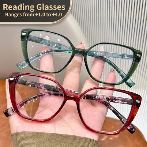 Retro Cat Eye Reading Glasses for Men & Women - Vintage Clear PC Frame, +1.0 to +3.5 Magnification Computer & Laptop Accessories