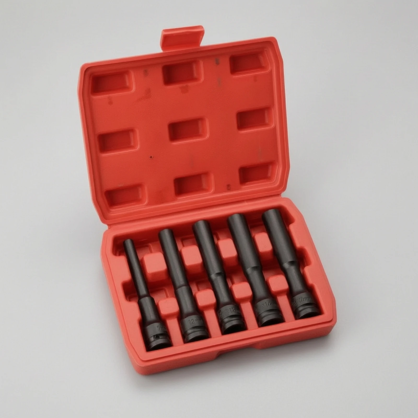 5 Pieces Impact Socket Set with Case Slim-Profile Socket Set with Case Tools Heavy-Duty for Mechanics, Automotive Repair