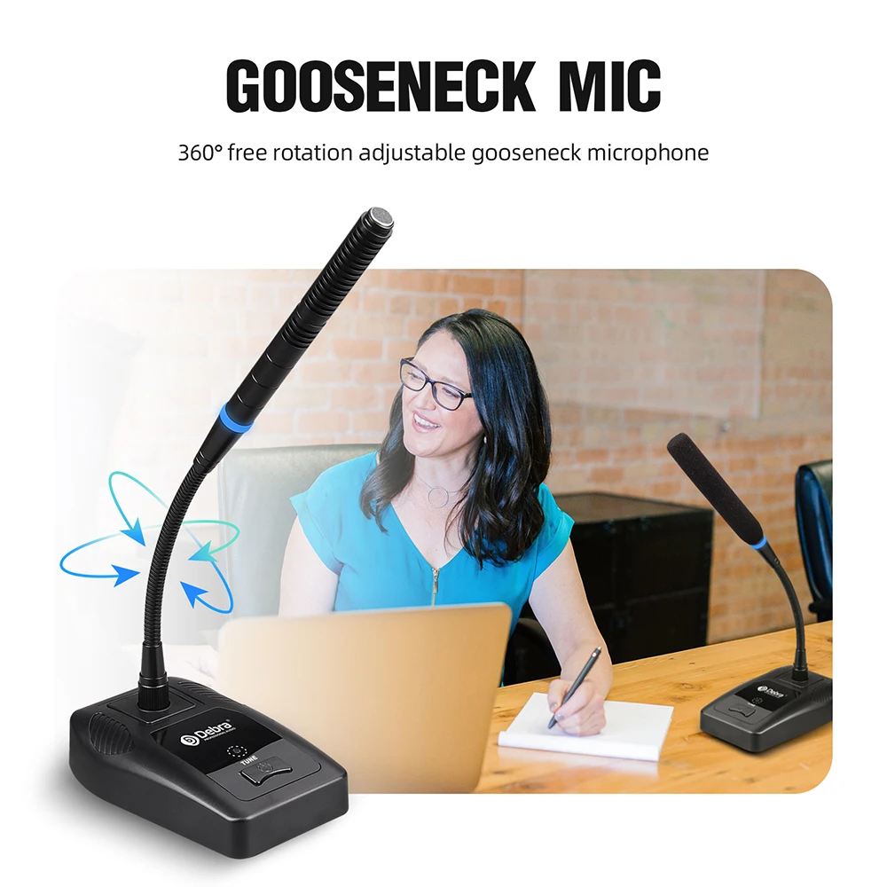 ميكروفون مؤتمرات لاسلكي من Debra DU4004 UHF ذو 4 قنوات مع سماعة رأس Lavalier محمولة لعروض المؤتمرات والكائس