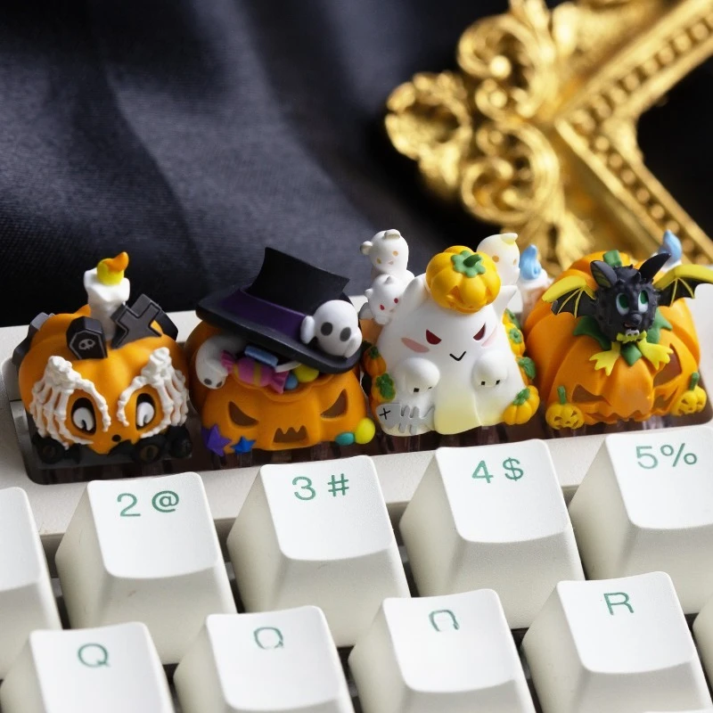Halloween Pumpkin Series Point Keycap Customized ESC Keycap Resin 1PC Cute Keyboard Cap for Mechanical Keyboard Accessories Gift