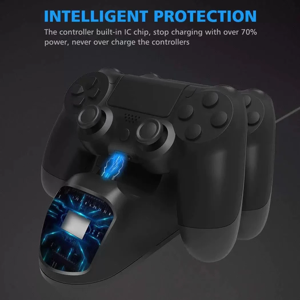 Charger Dock for PS4/PS4 Slim/PS4 Pro Controller,Dual USB Joystick Quick Charge Dock,Stand Charger,Gamepad Charger with Indicato