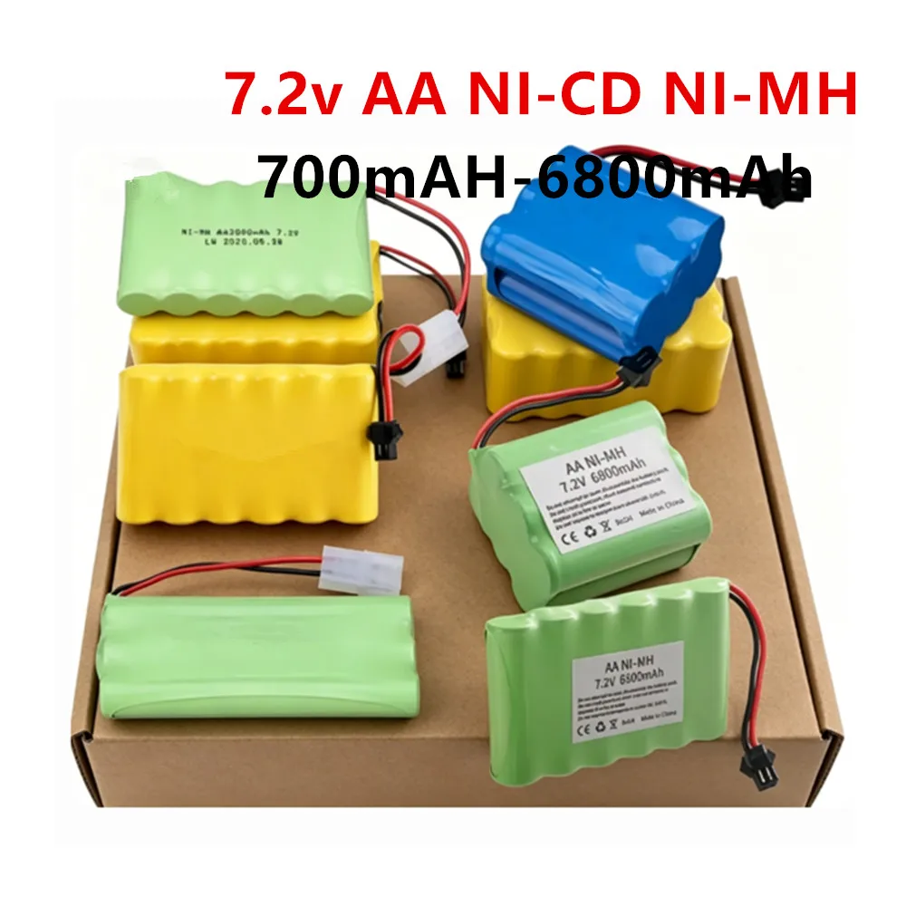 7.2V NI-MH NI-CD Battery 700mAh/1400mAh/1800mAh/2400mAh/3000mAh 3500mAh 4500mAh 5000mah for RC Toys Cars Trucks Tank Guns Parts