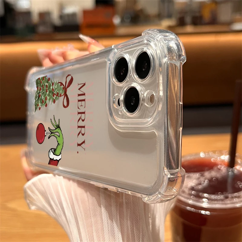 Merry Christmas Tree Transparent Phone Case For iPhone 17 Pro Max 16 15 14 13 12 11 Pro 7 8 Plus 17 Air X XR XS Silicone Cover - náhled 5