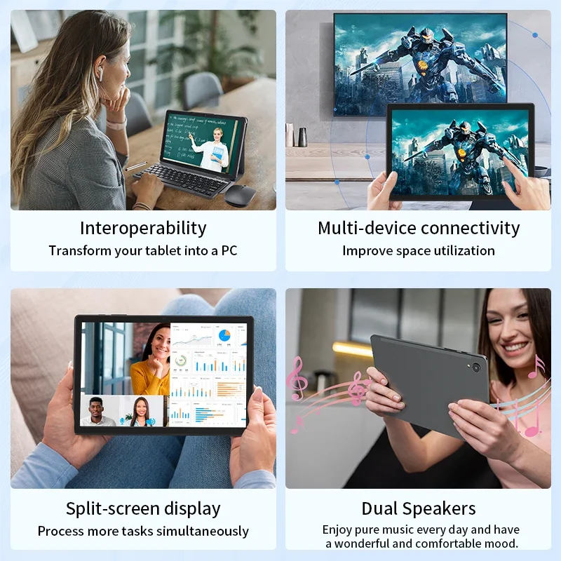 2025 tablet android 15 de 10.95 polegadas, 12g ram + 128g rom/1tb expandir, bateria de grande capacidade de 8000mah, octa-core 1280*800ips widevine l1