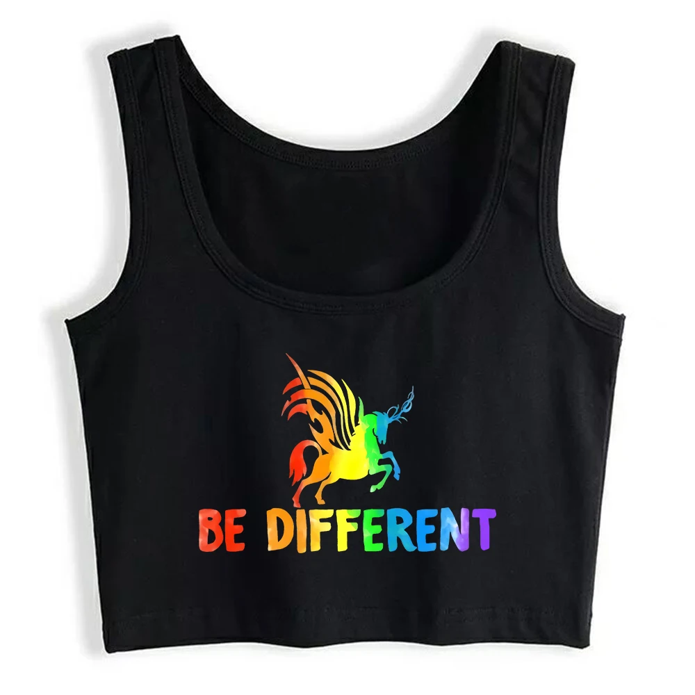 Be Different LGBTQ Pegasus Rainbow Design Sexy Crop Top Bisexual Pride Month Cotton Tank Top Streetwear Personality Camisole