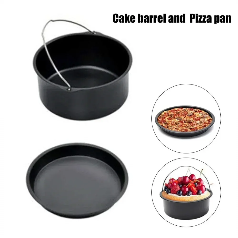 6/7/8 Inch Non-Stick Cake Pan Air Fryer & Oven Safe Mold with Handles Multi-Use Bakeware for Pizza/Cakes/Desserts Baking Tray