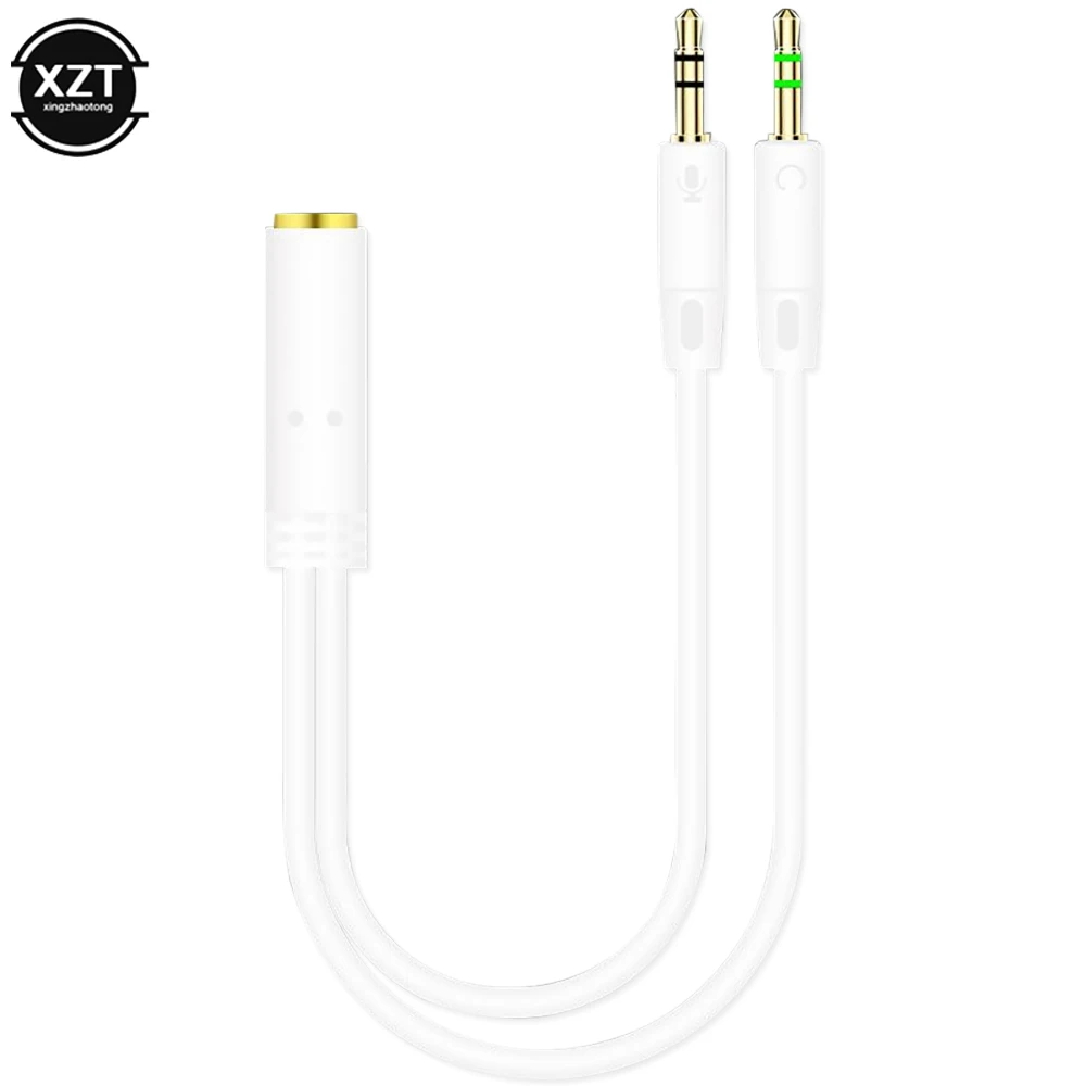 NOWOŚĆ Kabel audio 2 w 1 męski na żeński Aux Kabel rozdzielający Y 3,5 mm MP3 MP4 Wtyczka stereo Adapter Jack do słuchawek Kabel komputerowy