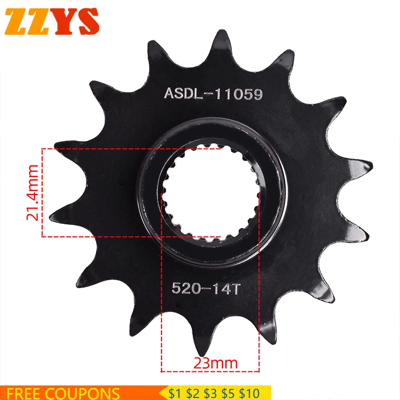 520 14T 14 Tooth 250cc Motorcycle Front Sprocket Gear Wheel Cam Pinion For Yamaha ATV YFM250 YFM250R Raptor YFM 250 R 2008-2013