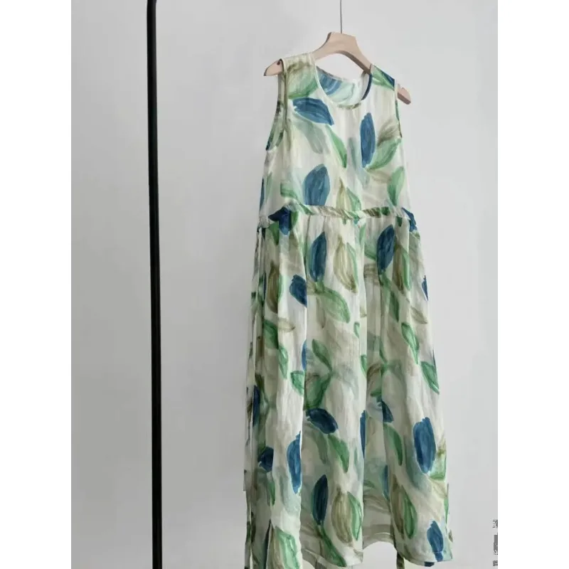 Women's Floral Print Sleeveless Maxi Dress Casual Summer Sundress