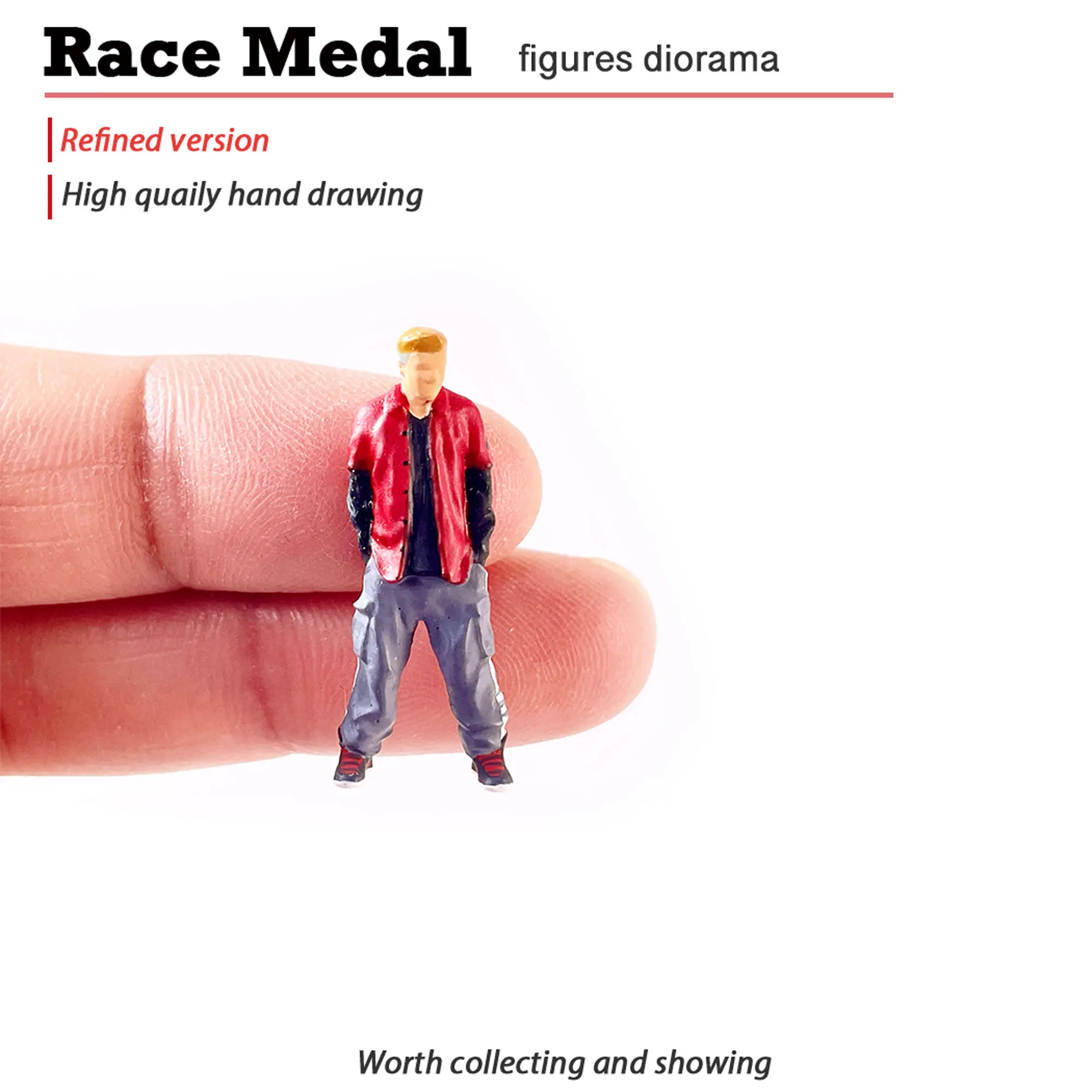 1/64 Action figure street trend chat scene miniature sandtable hand resin small action figure micro photo decoration