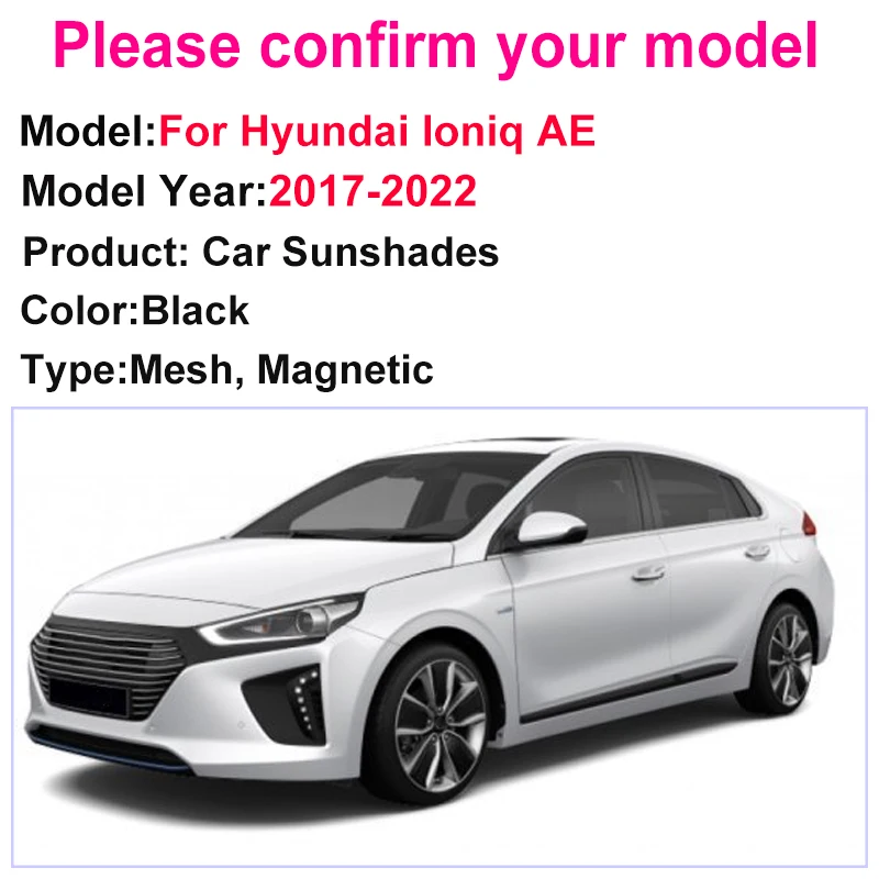 Car Mesh Sun Shades For Hyundai Ioniq AE Accessories 2017-2021 2022 Magnetic Sunshade Windshield Window Visor Tool Accessories