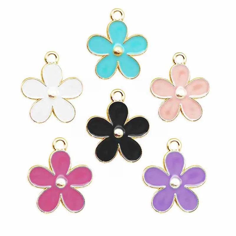 10pcs Sakura Enamel Daisy Flower Charms for Necklaces Pendants Earrings DIY Colorful Mini Charms Handmade Jewelry Finding Making