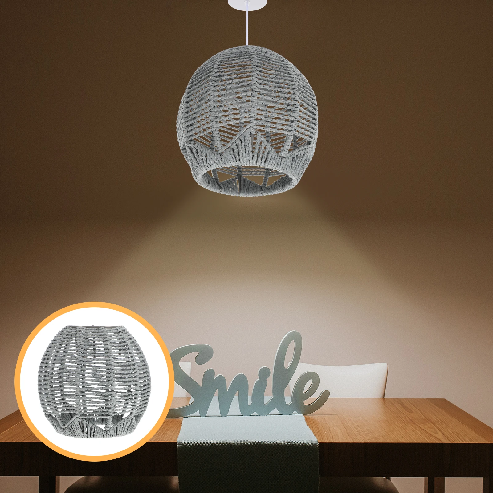 

Rattan Style Bohemian Decor Hanging Light Cover Modern Woven Shade Ceiling Bedroom Table Woven Lampshade Lighting