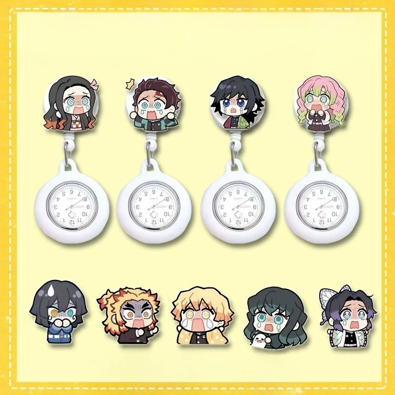

New Demon Slayer: Kimetsu no Yaiba kawaii Tanjiro Yadouzi Tomioka Giyu retractable wall watch cute anime luminous pocket watch