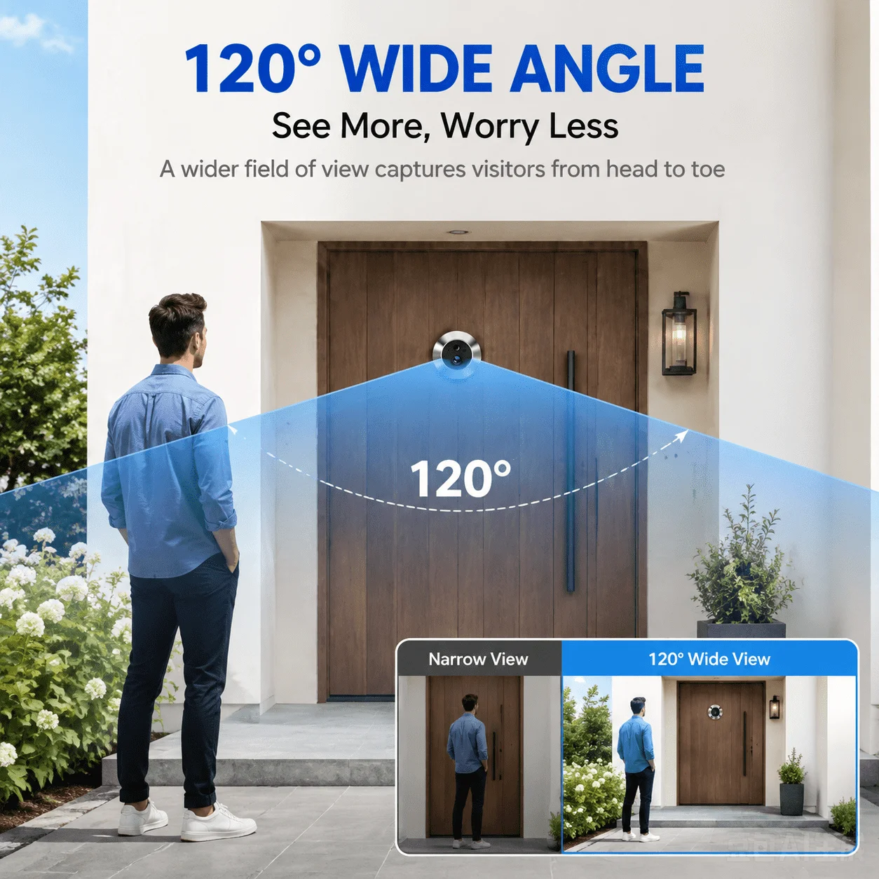 Tuya Wireless Radar Doorbell 4.3 Inch 5MP Digital Door Peepholes Camera Eye Video Doorbell PIR Night Vision Motion Detection