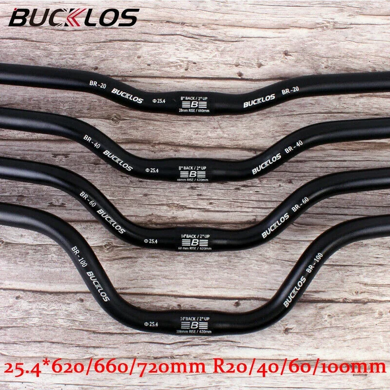 BUCKLOS 25.4mm Handlebar 620mm 660mm 720mm Mtb Handlebar 20mm 40mm 60mm 100mm Riser Bar for Mountain Bike Aluminum Bicycle Parts