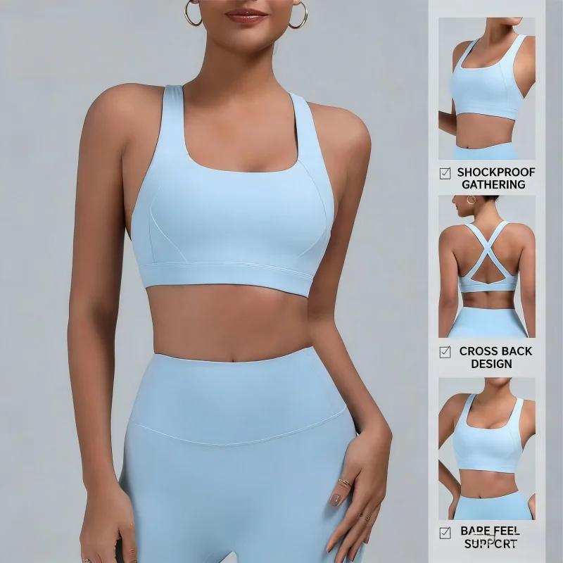 

New tight breast pad yoga vest beautiful back shockproof sports underwear Pilates running training fitness bra