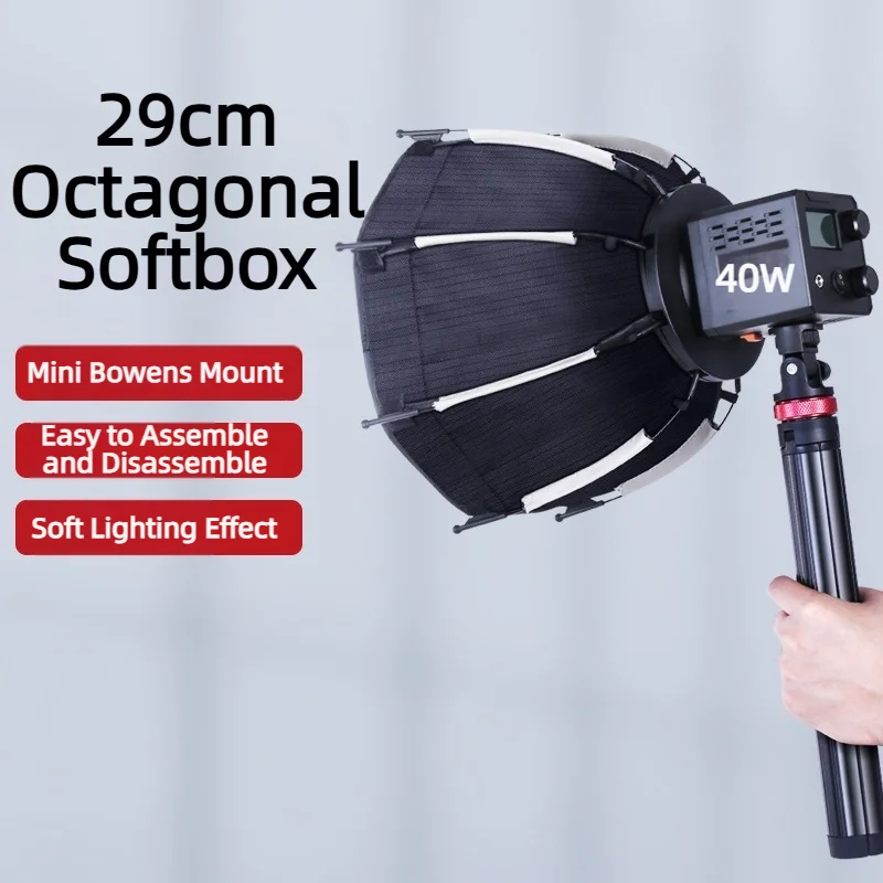 

NEW 30CM Octagonal Softbox Mini Bowens Mount Light Box With Mini Bowens Mount For 40W COB Video Light