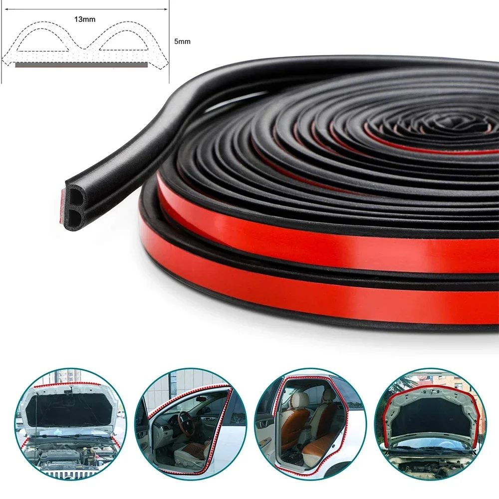 1/5 Inch Thick 51/100 Inch Wide Self Adhesive Auto Rubber Weather Draft Seal Strip Weatherstrip for Window Door Engine Cover