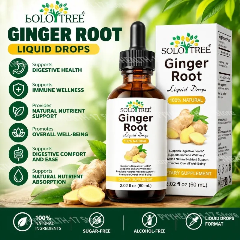 Ginger Extract Liquid Drops Supports Digestive Health & Immune Support with High Potency 500mg Per Serving 60ml