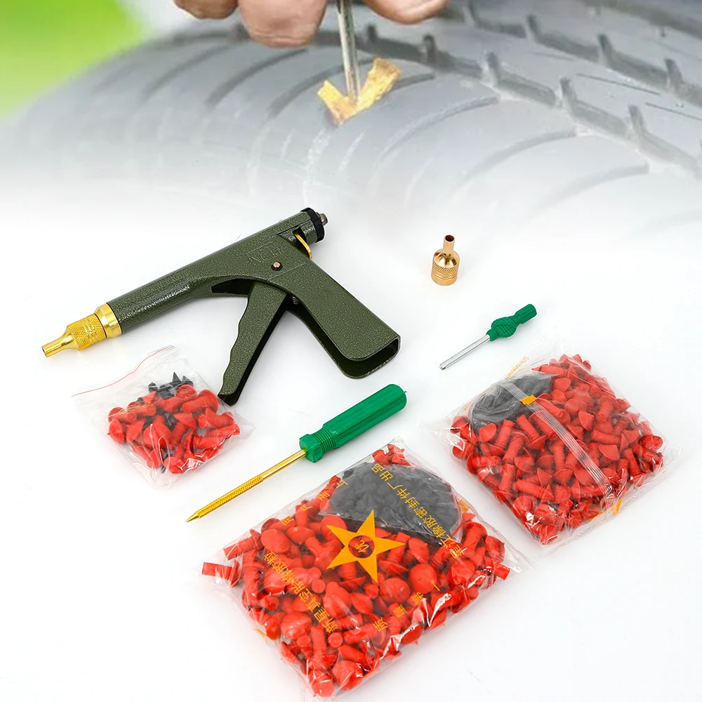 

Car Auto Tire Plugger Tubeless Repair Gun Kit W/ Plug Tire Wheel Mushroom Rubber Plug Probe Nozzle US