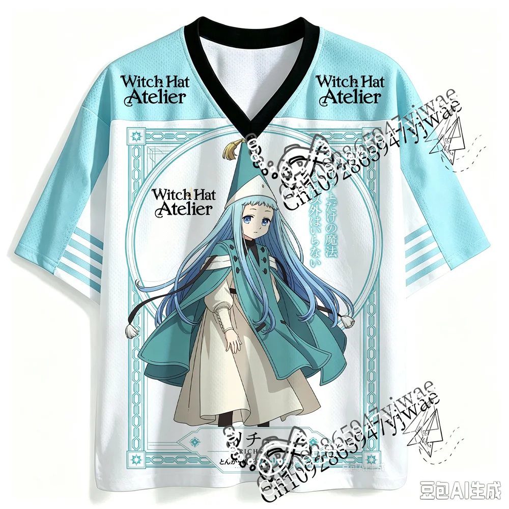 2026 Hexenhut Atelier Anime Coco Tetia Qifrey Grafik-Jersey V-Ausschnitt Modisches Streetwear-Fan-T-Shirt Sommer Herren Damen T-Shirt – Detail 8