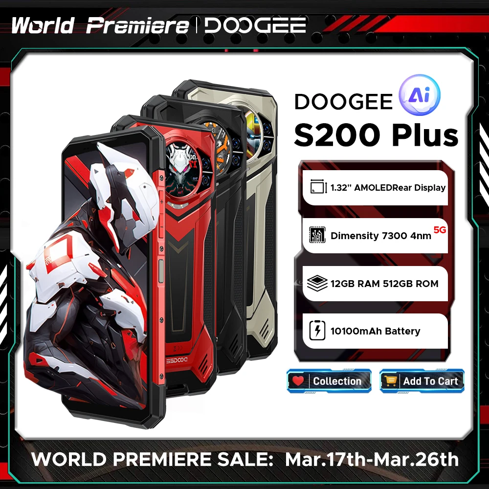 World Premiere DOOGEE S200 Plus 5G AI Rugged Phone Dimensity 7300 1.32