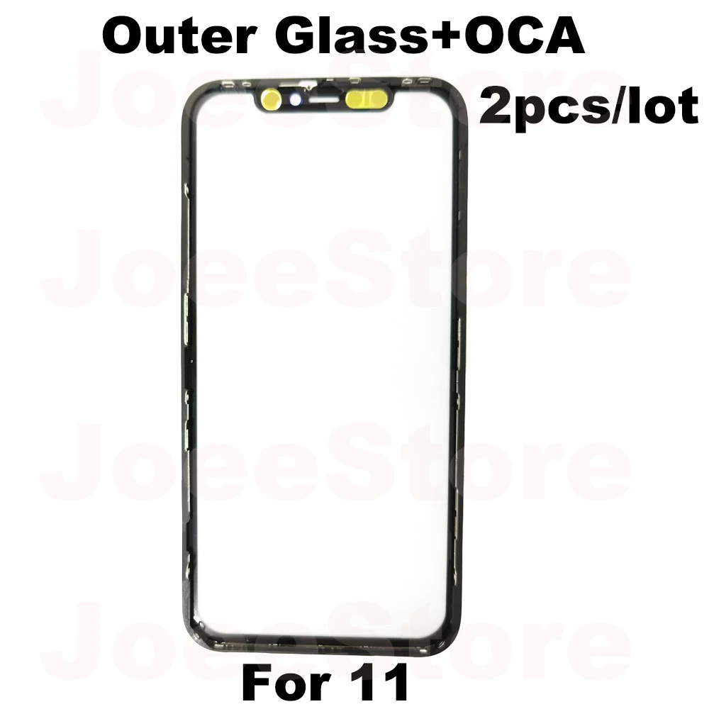 2pcs Outer Glass With OCA Film For iphone 11 12 13 14 15 Pro Max Mini X XR Touch Screen Front Outer Panel Glass Display Repair