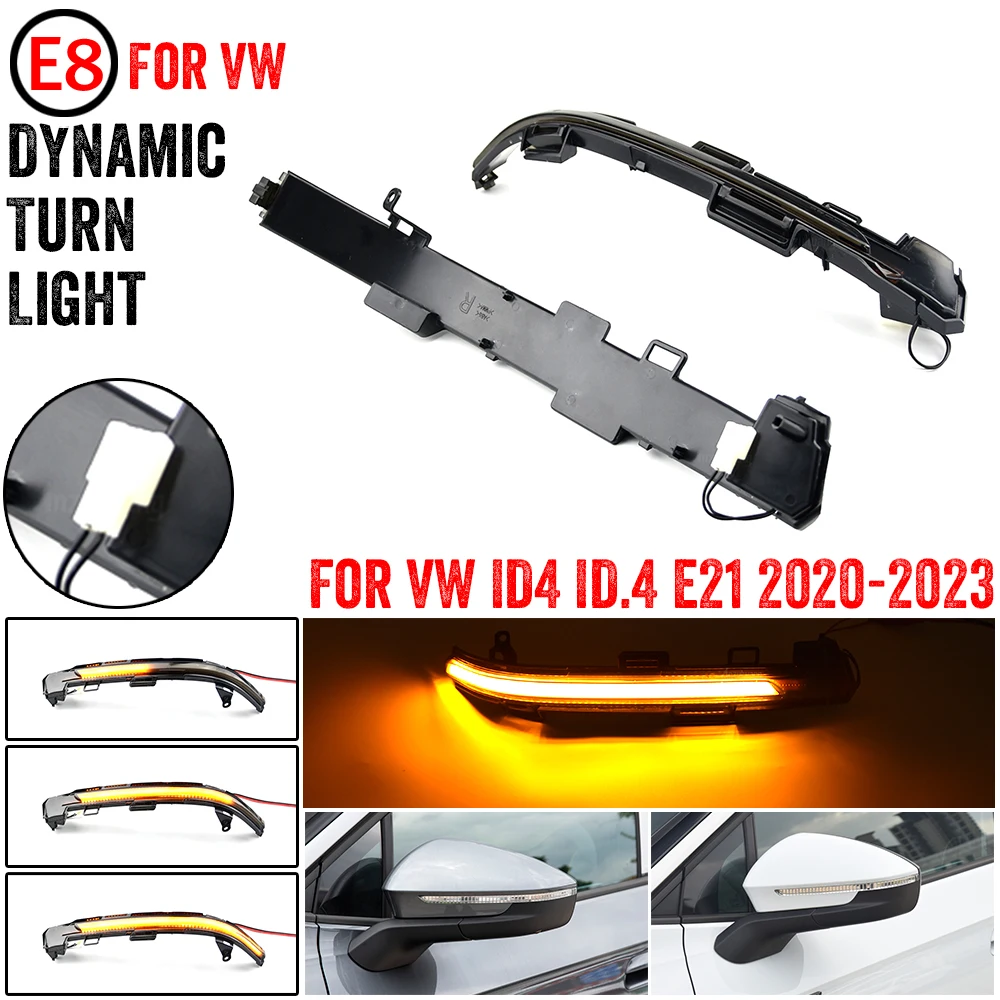 Side Mirror LED Dynamic Turn Signal Light Sequential For Volkswagen VW ID4 ID.4 E21 2020 2021 2022 2023 1st Pure GTX Pro