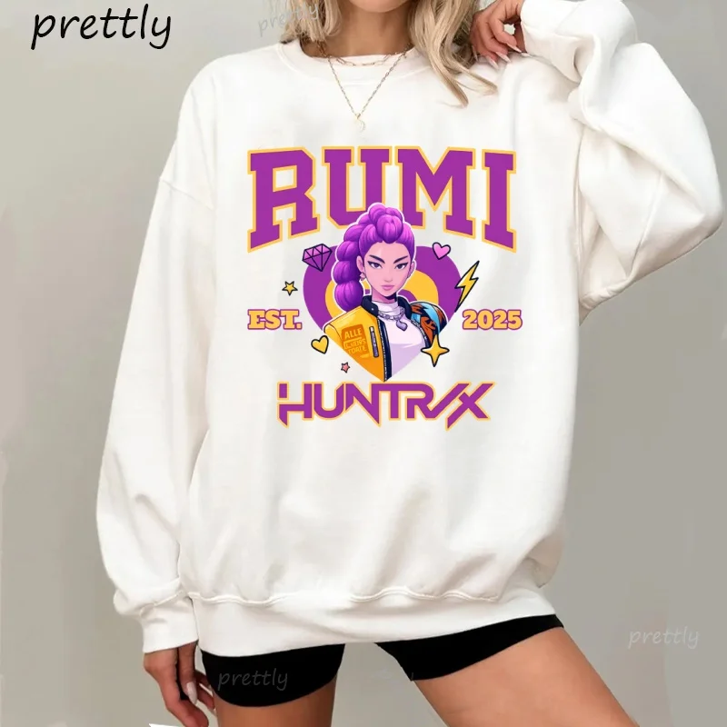 Huntrix Crewneck البلوز Kpop شيطان الصيادين هوديس رومي زوي ميرا الجرافيك هوديس البلوز هودي Y2k كم طويل الشارع الشهير