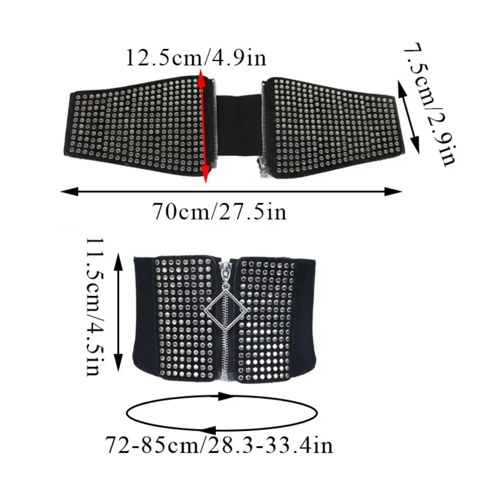 Simple Belt Elastic Cummerbunds Rivet PU Leather Waist Corset Belts Metal Buckle Slimming Body Wide Belt Women