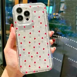 Love Heart Soft Clear Phone Case For iPhone 17 16 16e 15 14 Pro Max 11 13 Mini 12 16 Plus 17 Air Anti-fall Shockproof Cover