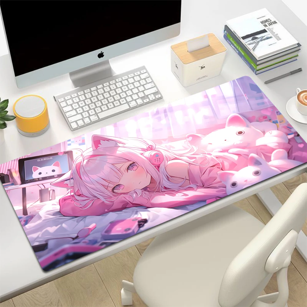 Anime Girls Mouse Pad Laptop Computer Locking Edge Table Mat Cute Rubber Mousepad Gamer Mouse Mat Kawaii Gaming Keyboard Mats XL