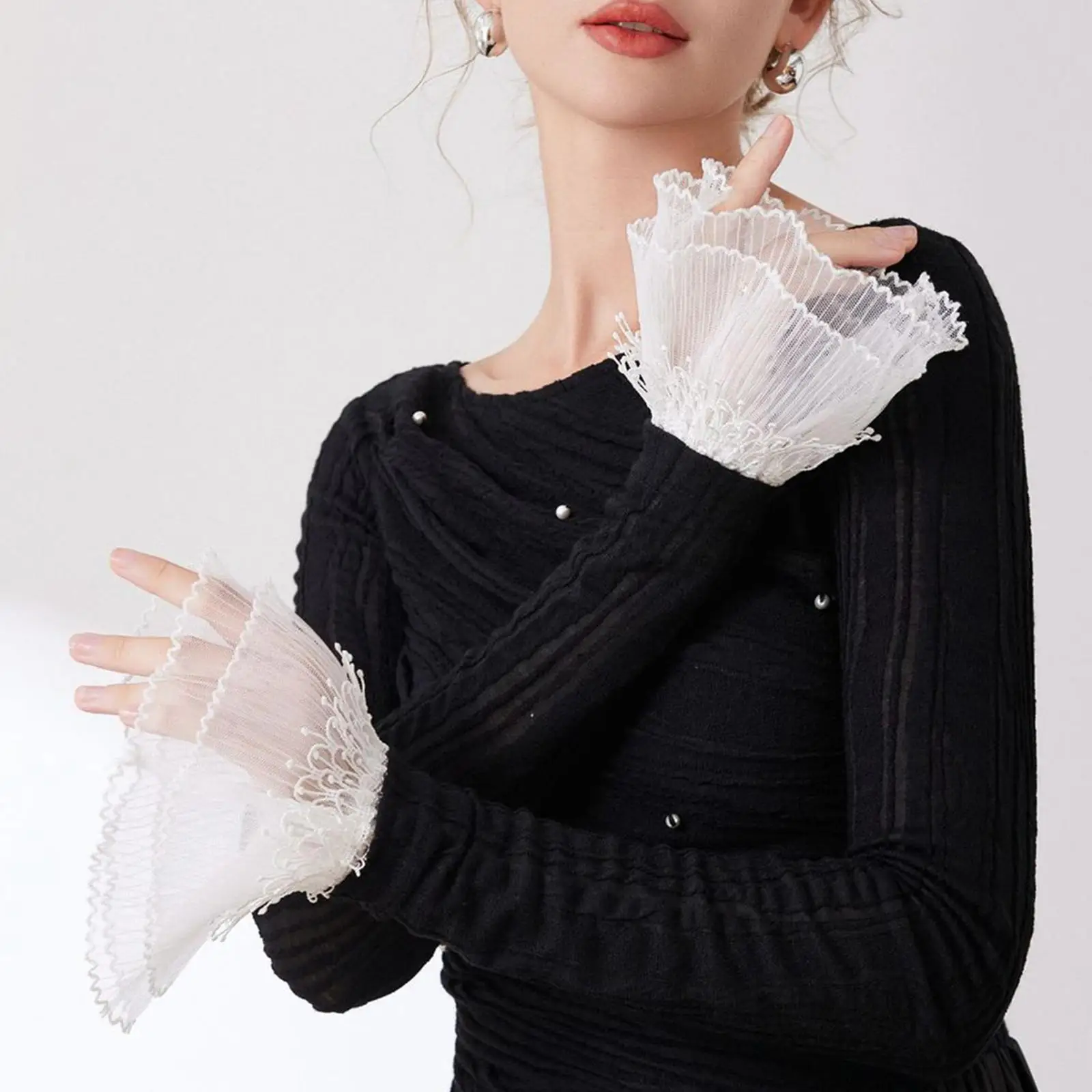 2x Fake Sleeve Cuff Mesh Lace Sleeves Accessories, Fashion Arm Protectors False Cuffs,Women Lace Arm Sleeves Costume,