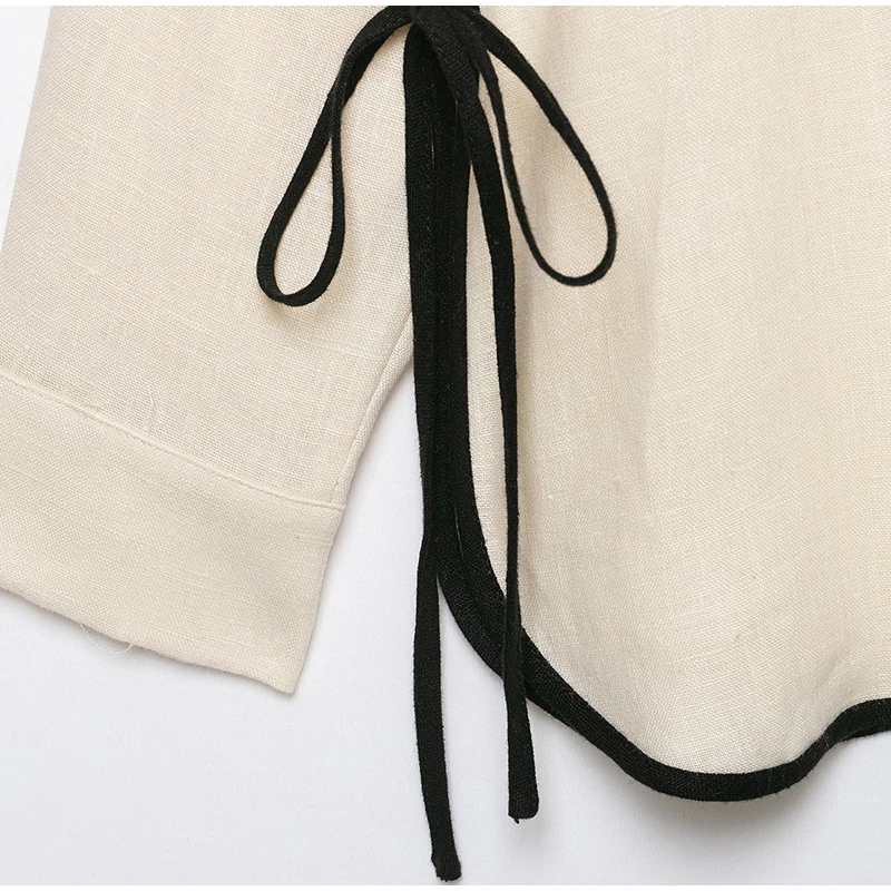 Damen-Hosen-Sets mit Revers, langen Ärmeln, Schnürung, unregelmäßigem Saum, Oversize-Tops, weiten Hosen, schicke Damen-Outfits mit Paneelen, locker geschnitten, neu – Detail 1
