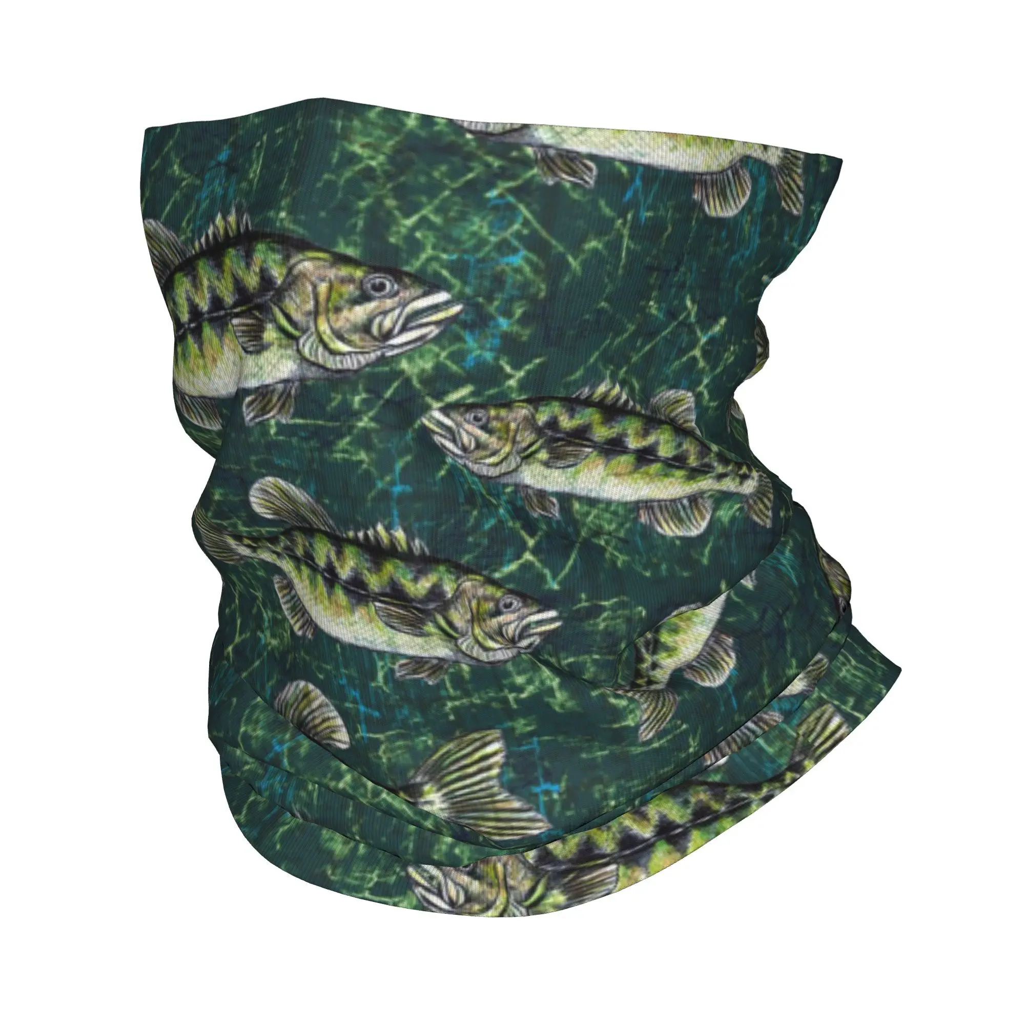 Largemouth baixo camo padrão bandana pescoço gaiter impresso envoltório cachecol multi-uso bandana esportes ao ar livre unisex adulto respirável