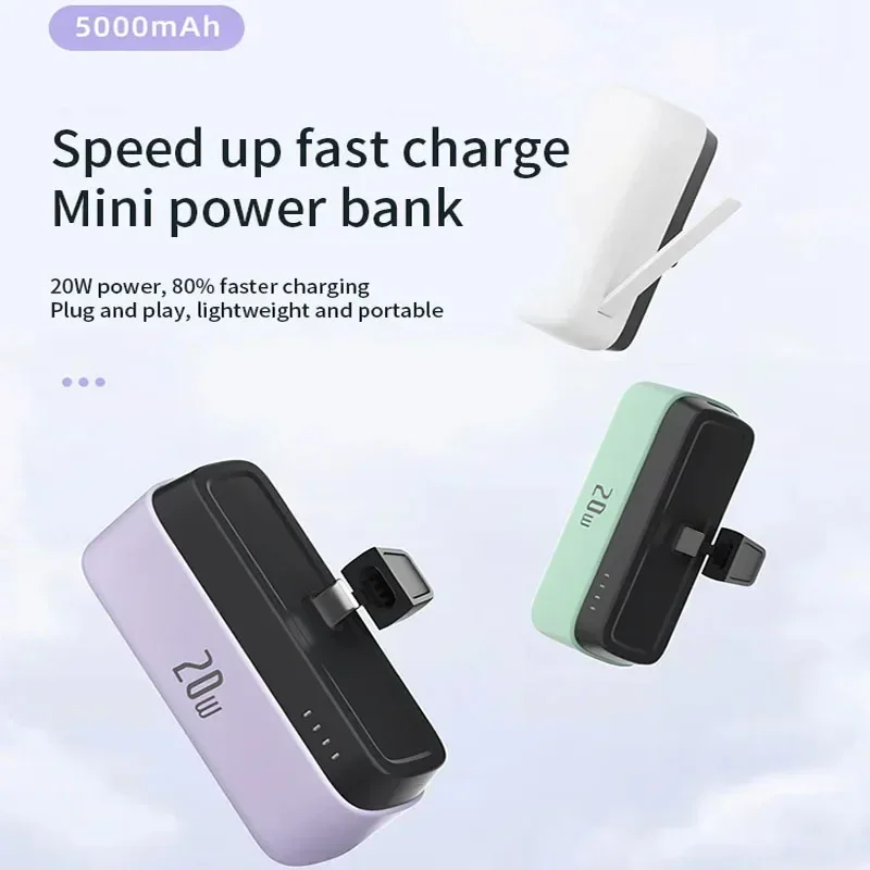 Multi-functional Mobile Power Compact PD20W Portable Mini Pocket Quick Charge 30000 MAh Home Outdoor Emergency Charging Bank