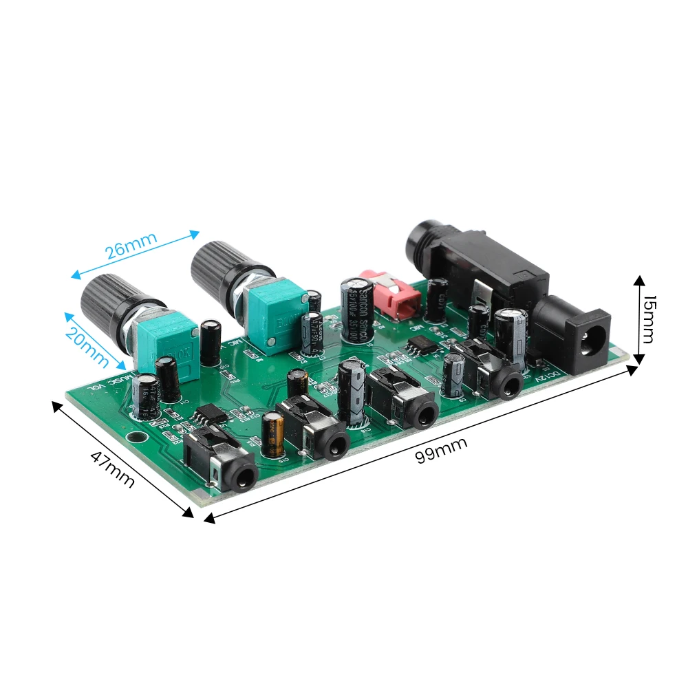 AIYIMA 2Way 음악 프리앰프 마이크 앰프 보드, 노래방 믹싱 앰프, 컴퓨터 오디오 신호 믹서 보드, DC 12-24