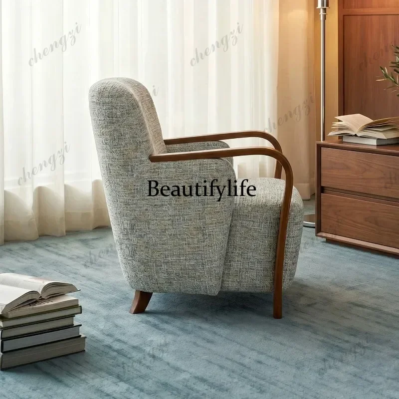 Retro printed fabric leisure chair simple sofa chair home living room bedroom sofa chair m138