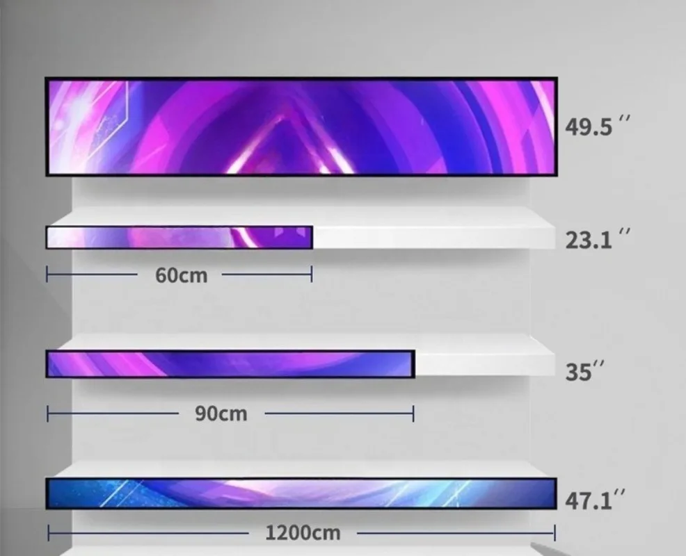 

Electronic LED Strip Display for Retail Stores Shopping Malls and Large Chain Stores Shelf Mount Long Bar Screen
