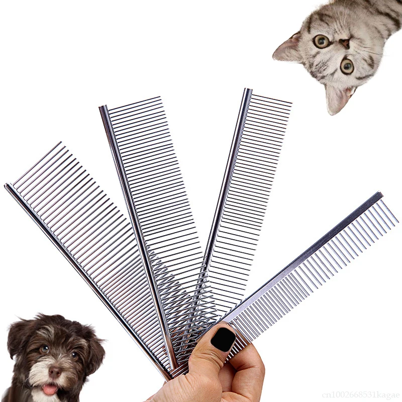 Stainless Steel Pet Comb for Dog Cat Hair Removal Dematting Grooming Comb Gently Removes Loose Undercoat Flea Dropshiping