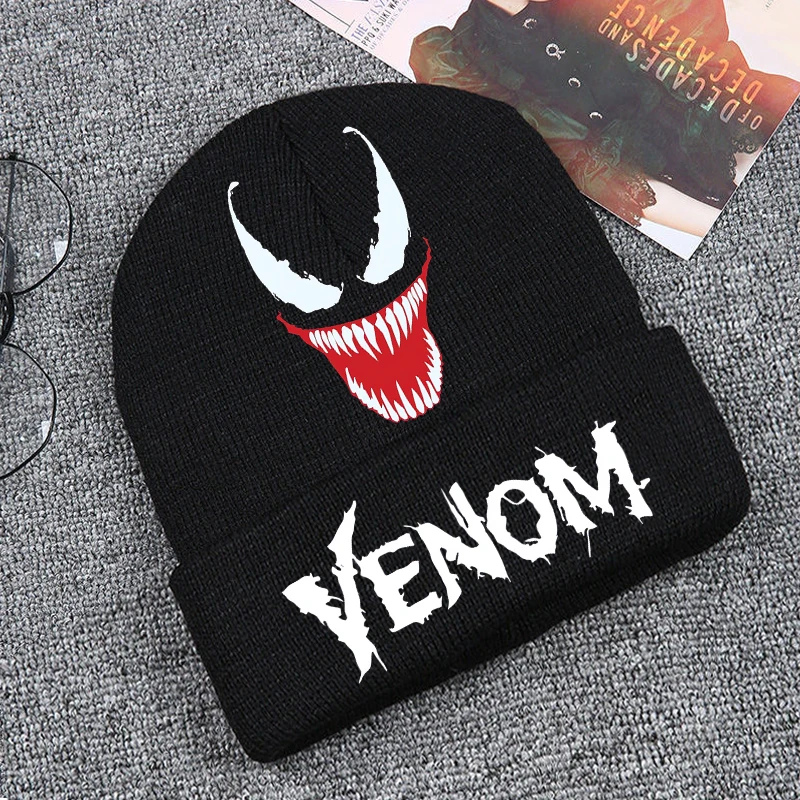 Venoms The Last Dance Knitted Hat Boy Marvels Anime Expression Cap Kids Winter Warm Beanies Outdoor Sport Headgear Children Gift