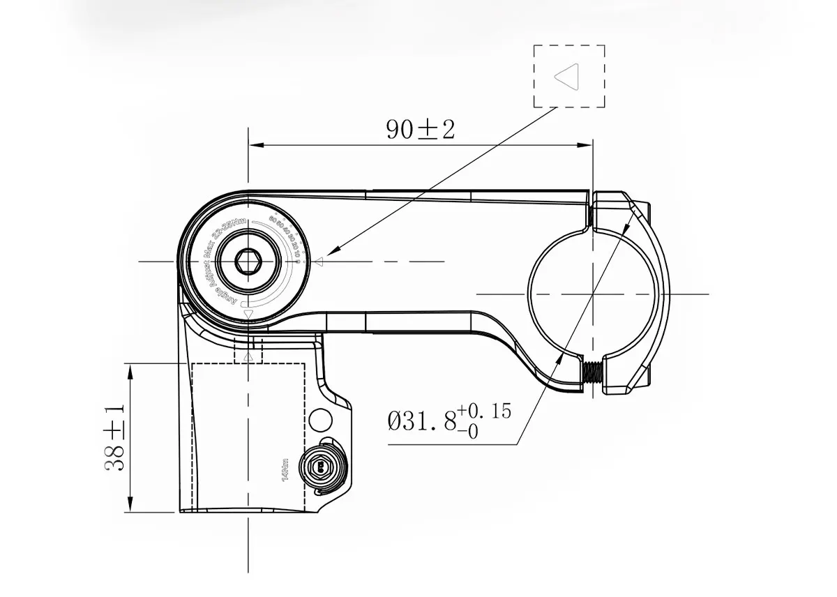 TESNO Verstellbarer Vorbau für Fahrräder mit interner Kabelführung 0-60° ° Rise 60/90mm MTB Road 28,6mm Gabel 31,8mm Lenkererhöhung – Detail 4